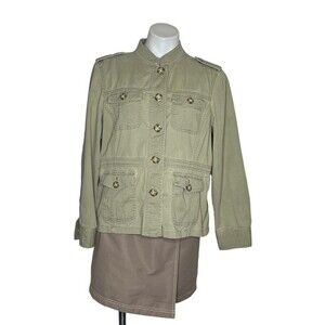 L.L. BEAN Safari Jacket Military Style Khaki Beige Four Pockets Size Medium P